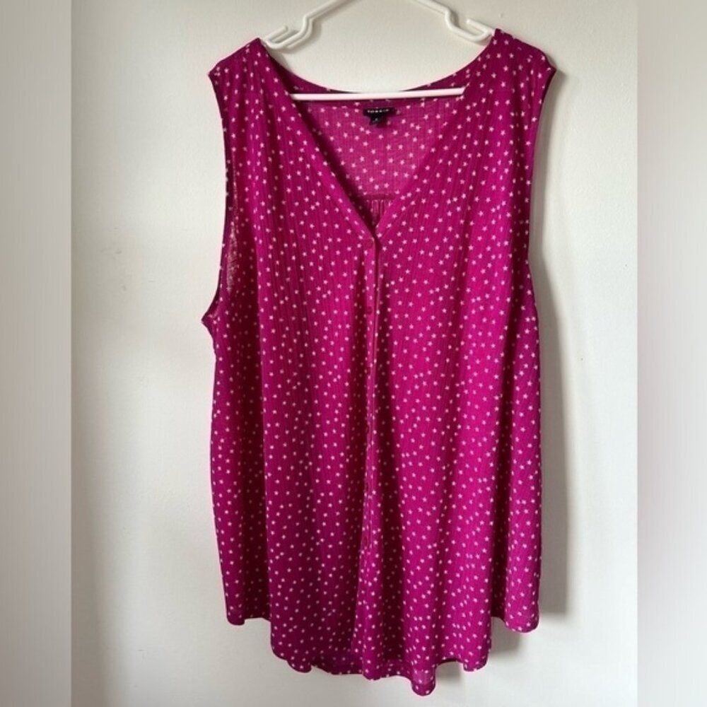 Torrid Magenta‎ Star Crepe  Button-Down Tank